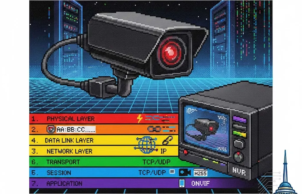 مدل OSI در دوربین های مداربسته IP و NVR: از کابل کشی تا فشرده سازی تصویر