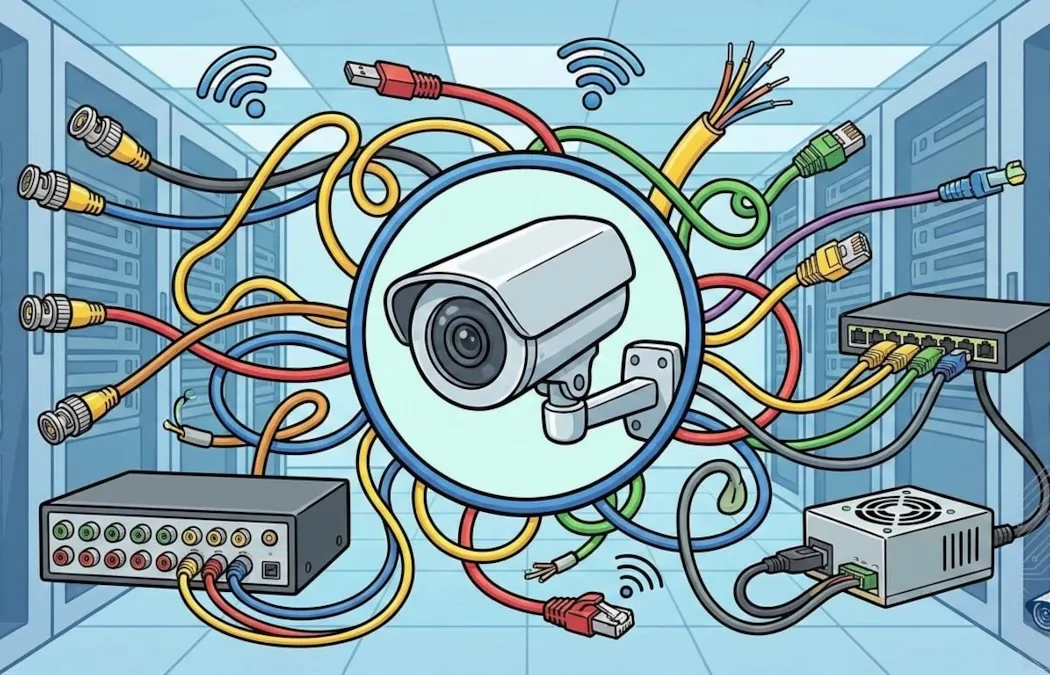 انواع اتصالات دوربین مداربسته | راهنمای کامل کابل کشی و ارتباط در سیستم های نظارتی